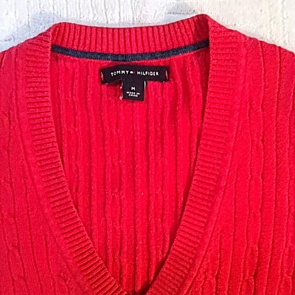 Long sleeves, V-Neck, 100% cotton, fusia pink, cablenit. - Picture 2 of 7